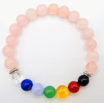 Fait main bracelet 7 chackras quartz rose et 7 pierres